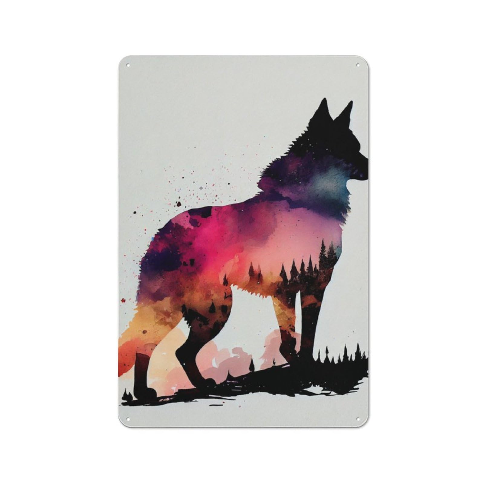 Junmoney Husky Silhouette Metal Plaque 30X20cm With For Garage Wall, Retro Decor, For Themed Interiors In Garages And Workshops