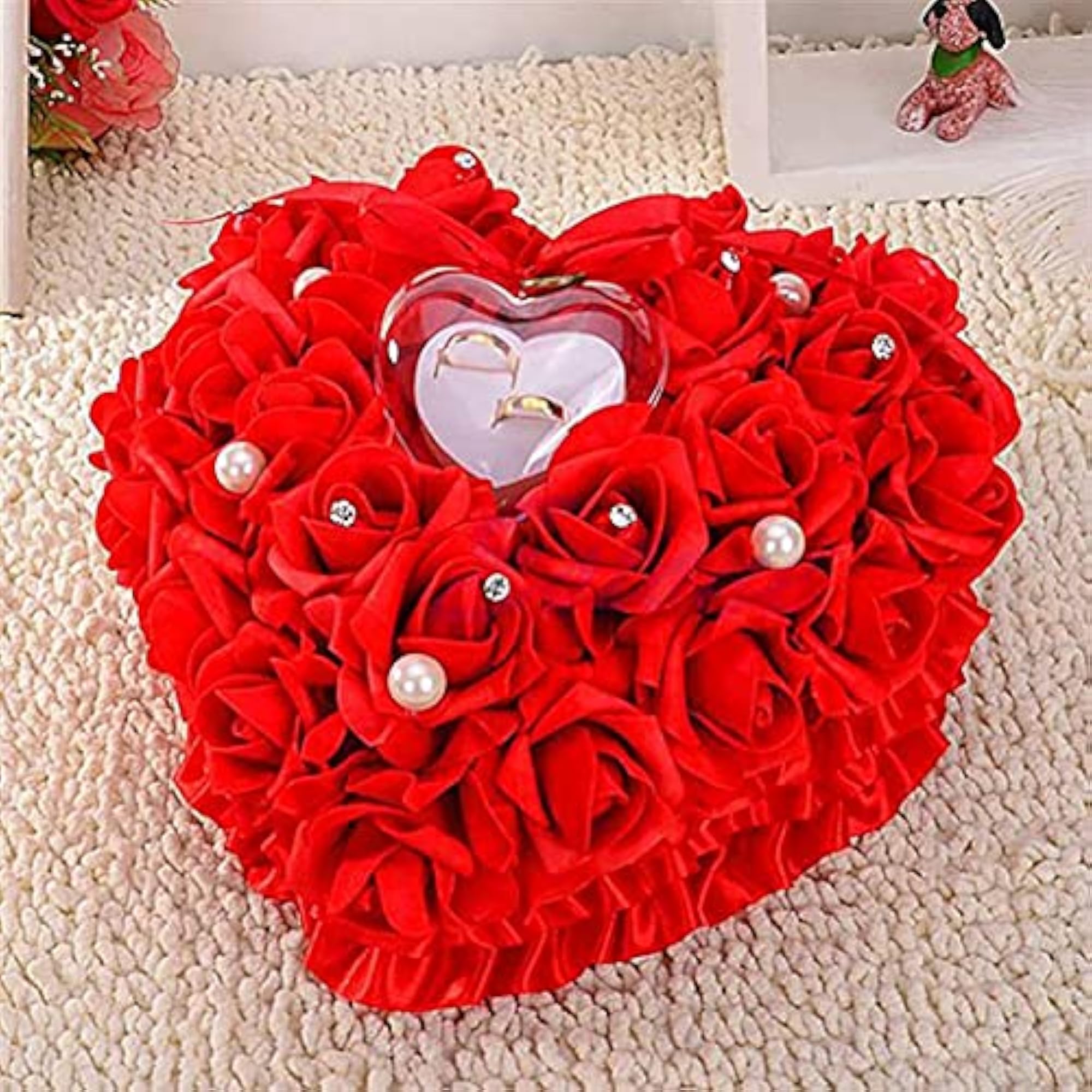 Heart Shape Engagement Ring Pillow Decor Box