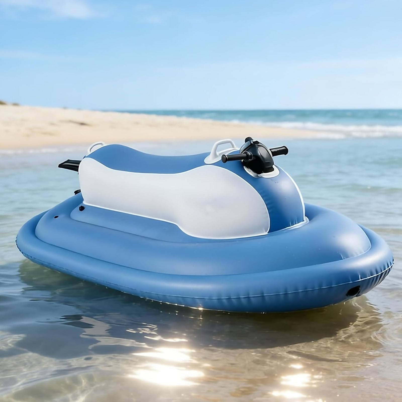 HajMyrdonyx Inflatable Water Jet Ski for 1-2 Person, Portable Floating Inflatable Boat Electric Inflatable Boat with Paddle, Hand Air Pump, Summer Outdoor Lake Sea Inflatable Water Sled