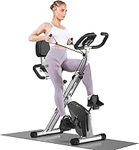 Dskeuzeew Folding Exercise Bike 4 in 1 Magnetic Exercise Bike for Home with Resistance Band, LCD Monitor and Pulse Measurement Max 150 kg