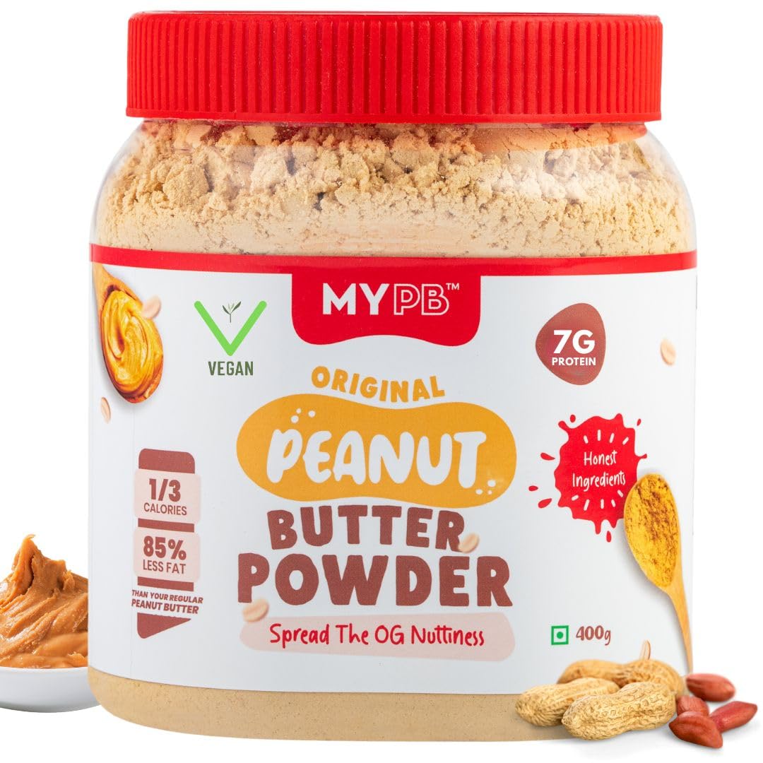 Original Peanut Butter Powder | 44g Protein | Natural | 400g - makes 2X with water | No artificial flavour | Gluten free | No extra fats and calories