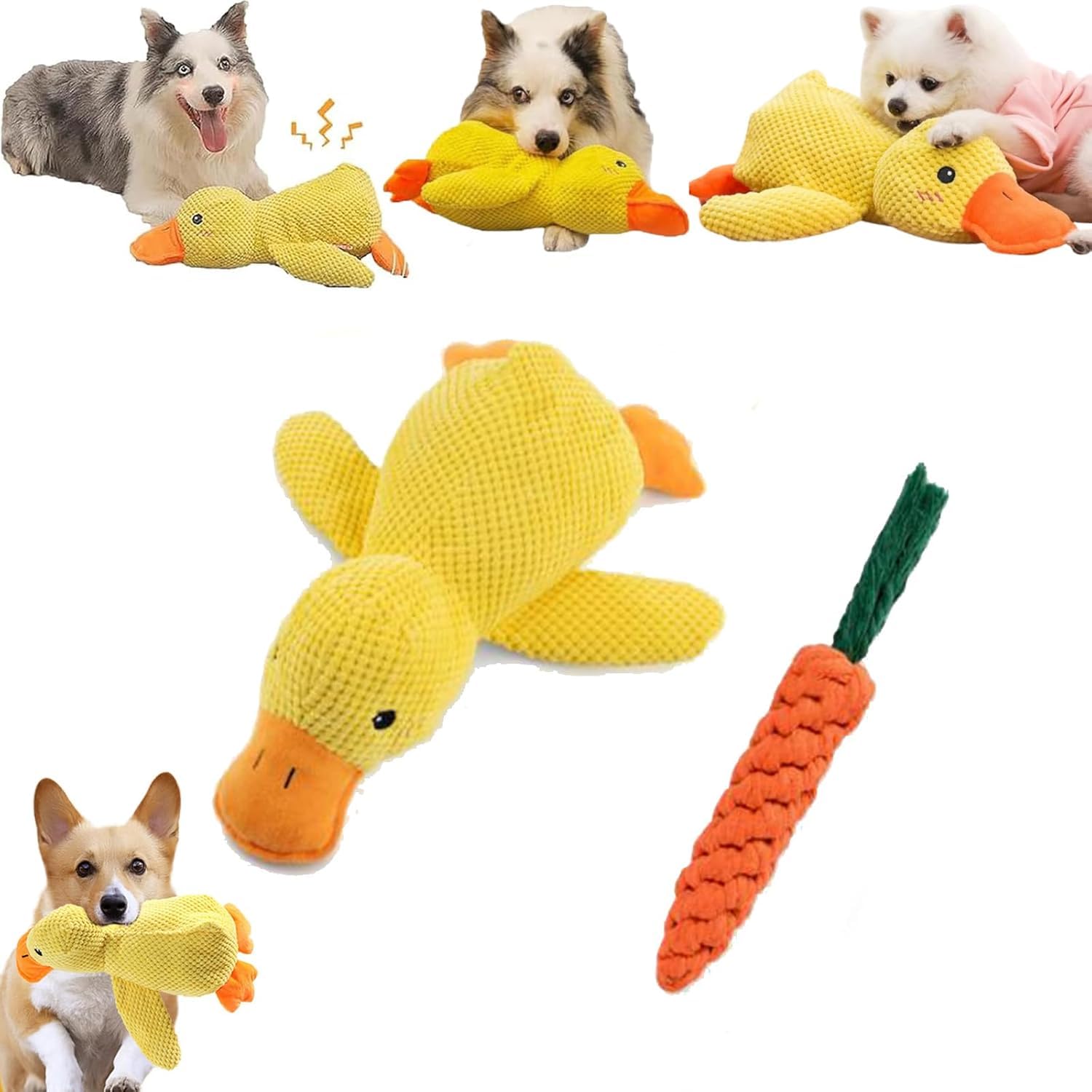 Pufei Veyro Duck, Anti-Destructive Calming Duck Toy for Dogs with Quack Sound, 2026 New Interactive Plush Anxiety Relief for Anxious Puppies & Chewers, Durable Crinkle Stuffed Pillow