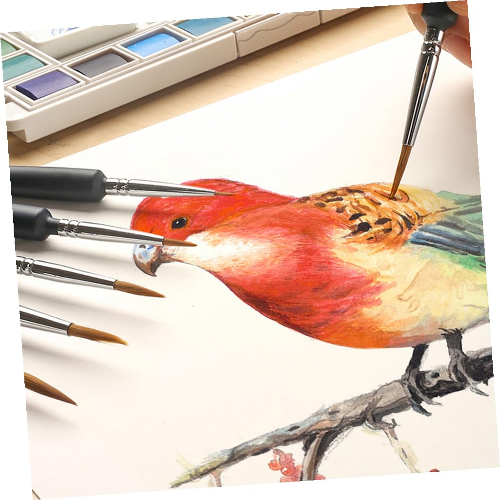 SEWACC 135 Piezas Pluma De Dibujo Lineal Pelo De Pincel De Pintura Pequeño Pincel De Pintura Acuarela Pinceles De Arte En Miniatura Decoración Niños Cepillos para El Cabello