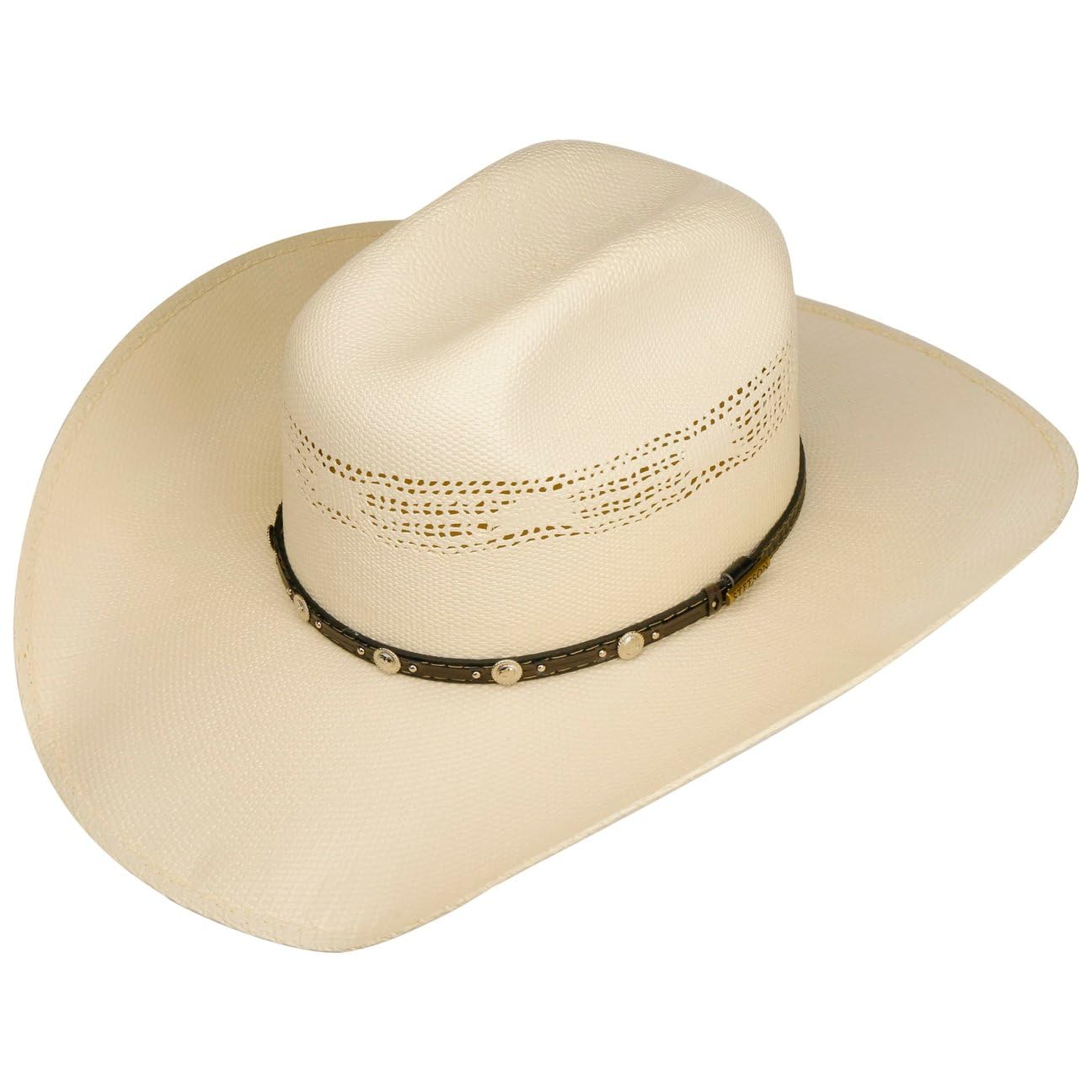 Stetson Ranson Cappello da Cowboy Cattleman Paglia Toyo ventilato Protezione UV 40+ Fascia in Pelle Unisex Primavera Estate