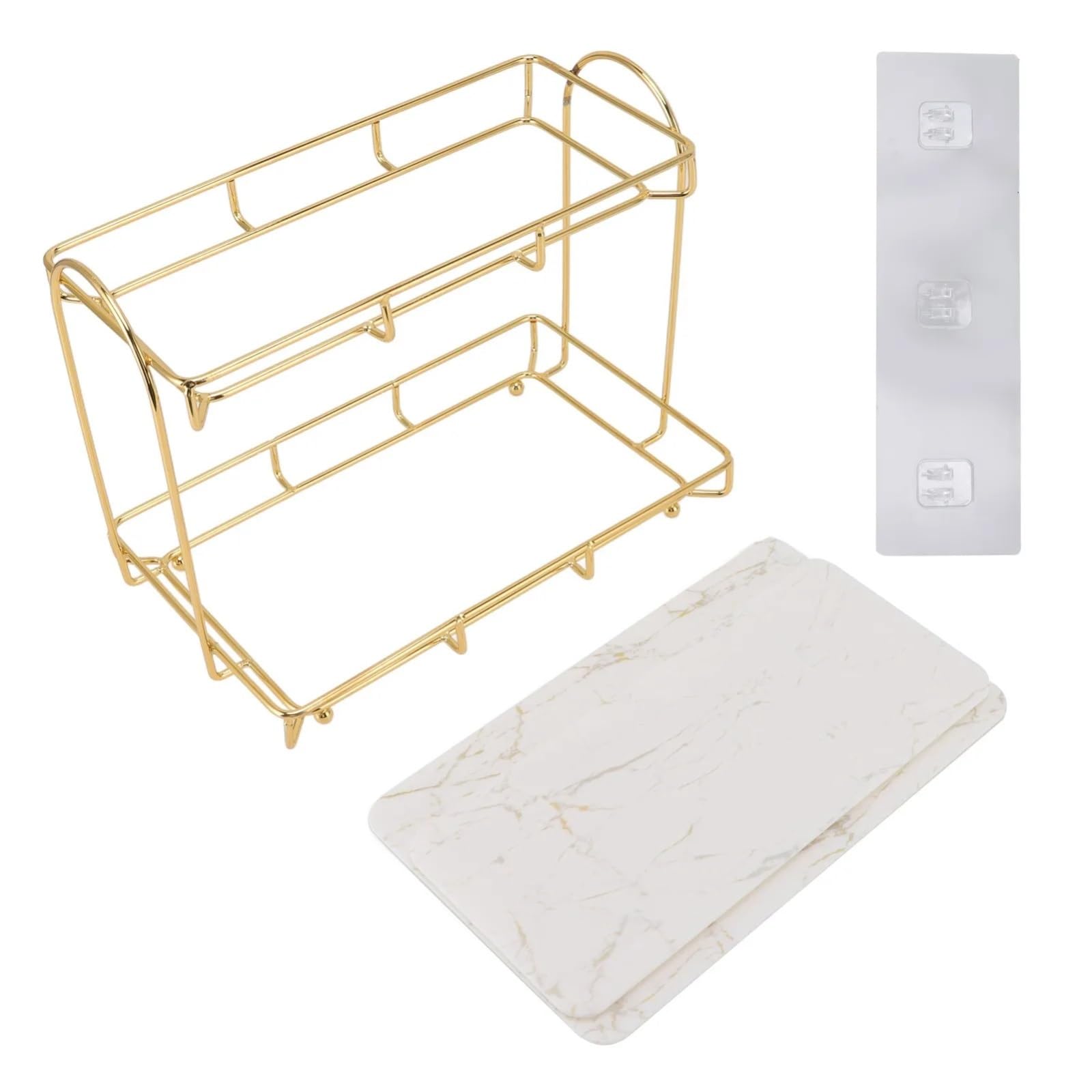 QuxetlRyz Perfume Organiser Display Risers 2 Tier Cosmetic Storage Shelf Large Capacity Gold Metal Waterproof Countertop Rack For Home Bathroom Bedroom
