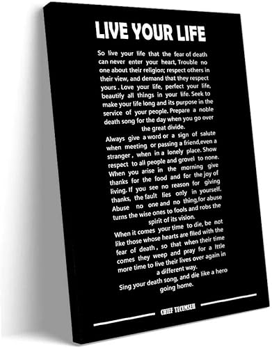 Tecumseh Poem Wall Art Modern Framed Motivational Quotes Poster Live Your Life Poem Wall Decor Canvas Inspirational Wall Art Pictures Prints Framed (12x18 inch)