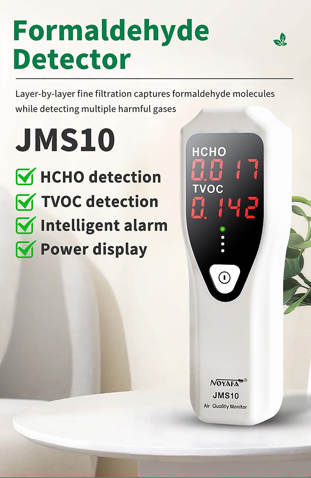 Irfora Tragbarer Formaldehyd-Detektor Raumluftqualitätsmonitor HCHO und TVOC-Monitor mit akustischer Alarm-LED-Anzeige für HVAC-Heimsysteme