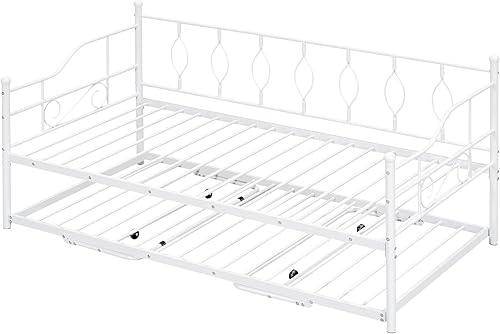 Miniatura 4 de Oudiec Sofá cama de metal de tamaño individual, marco de sofá cama con nido desplegable para dormitorio de niñosadultos, diseño plegable portátil