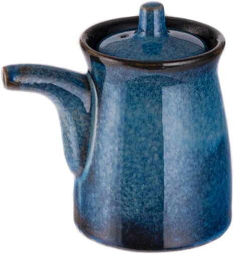 Needzo Japanese Soy Sauce Ceramic Dispenser With Easy Removable Lid, Vinegar and Olive Oil Cruet with Pourer, Kitchen Condiment Container Holds 6 Ounce, 4 Inches