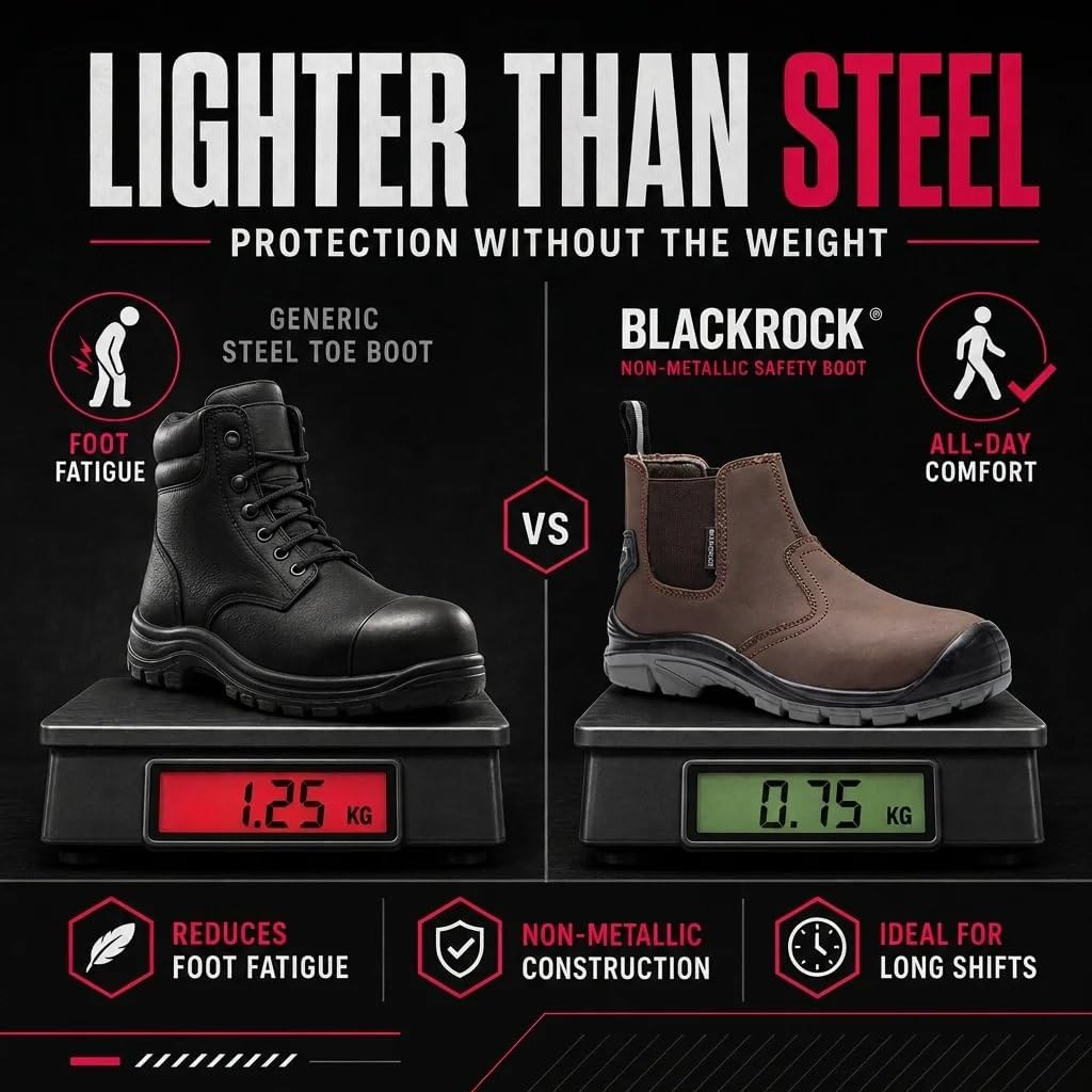 Blackrock Pendle Brown S3 wodoodporne lekkie niemetaliczne buty ochronne dla dealerów, antystatyczne skórzane buty ochronne z kompozytowym noskiem i ochronną podeszwą środkową, bezpieczne buty robocze