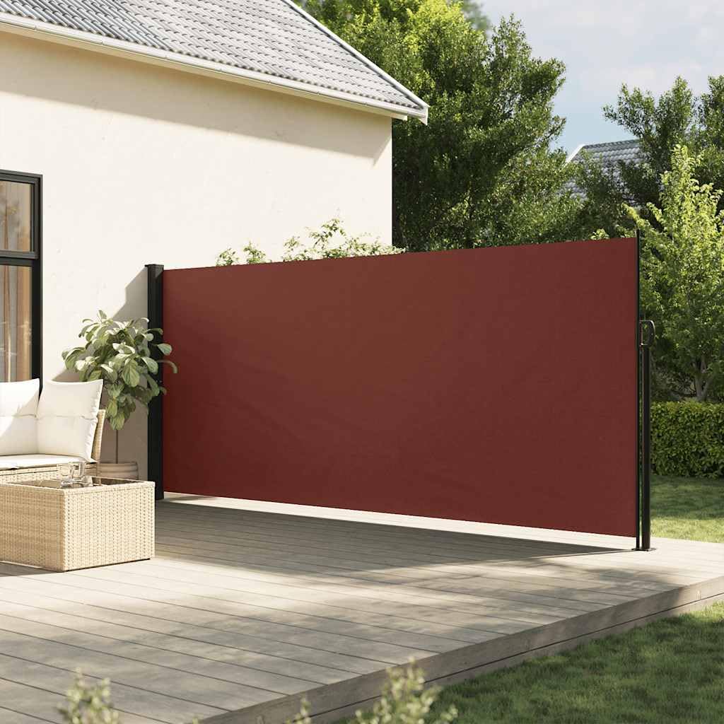IKAYAA Retractable Side Awning Privacy screen garden Sun Shade Protector Balcony Screen Fence Panels Wind & UV Protection Garden Awning-brown-180 x 600 cm