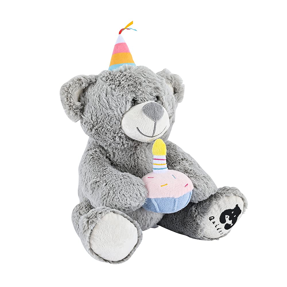 Qaidenu Happy Birthday Bear Soft Large Teddy Bear 13 Inches Happy Birthday Stuffed Animal Paper Cupcake