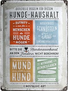 Nostalgic-Art PfotenSchild “Hunde-Haushalt Regeln”, Tin Sign, 30 cm x 40 cm, 23245 [German Language Product]