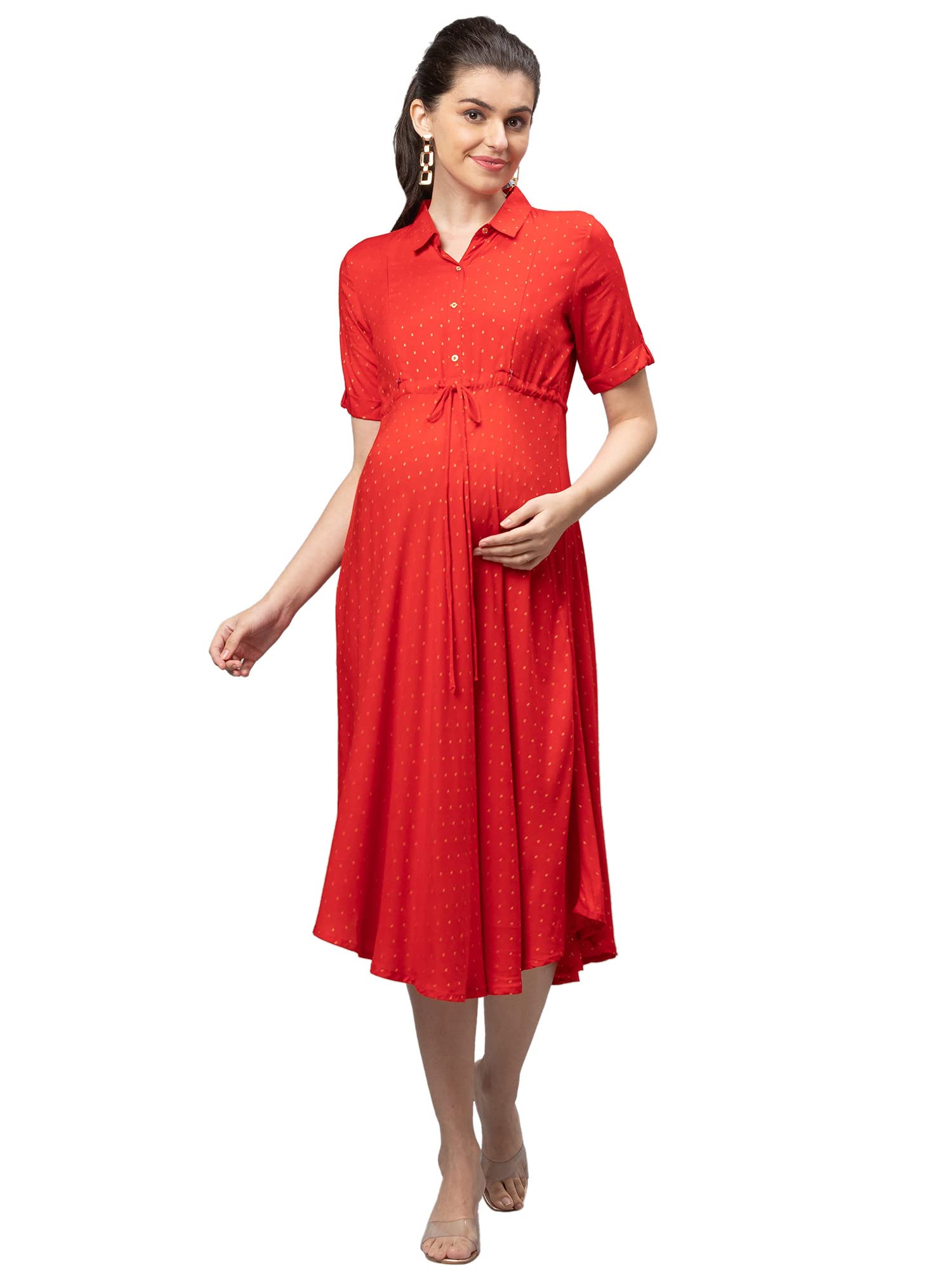 av2 Women Rayon Regular Fit Maternity Feeding Nursing/Easy Feeding/Breastfeeding Kurti/Kurta/Dress With Zippers For Pre & Post Empire Pregnancy 5125-picture-13