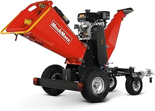 6 inch Kohler 429cc 14hp Electric Start Gas Powered 4-Wheels Wood Chipper Shredder Mulcher with Towbar, Tail Light, Emergency Stop Button&Stop Bar, Model B150 Red