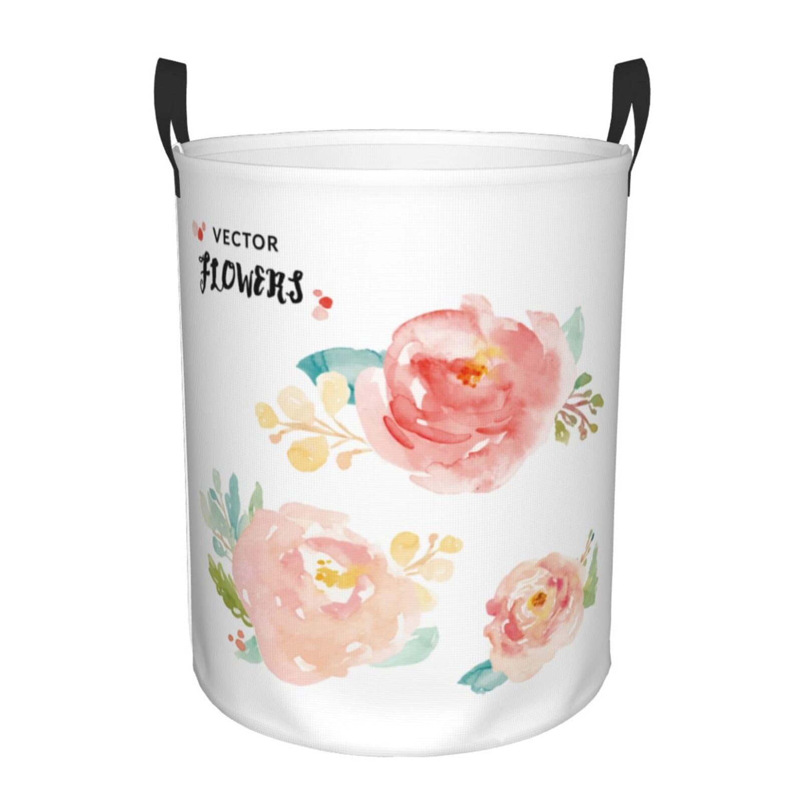 Laundry Basket Watercolor Flowers Laundry Hamper Waterproof Idea Hampers Large Collapsible Baskets with Handle Suitable for Bedroom Bathroom Utility Room Kitchen