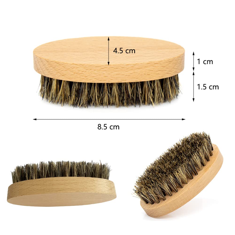 Spazzola Per Barba Da Viaggio - Piccola Con Setole Di Cinghiale Per Uomo, Spazzola Per Il Viso, Cura Professionale Della Barba, Per Tutti I Tipi Di Capelli