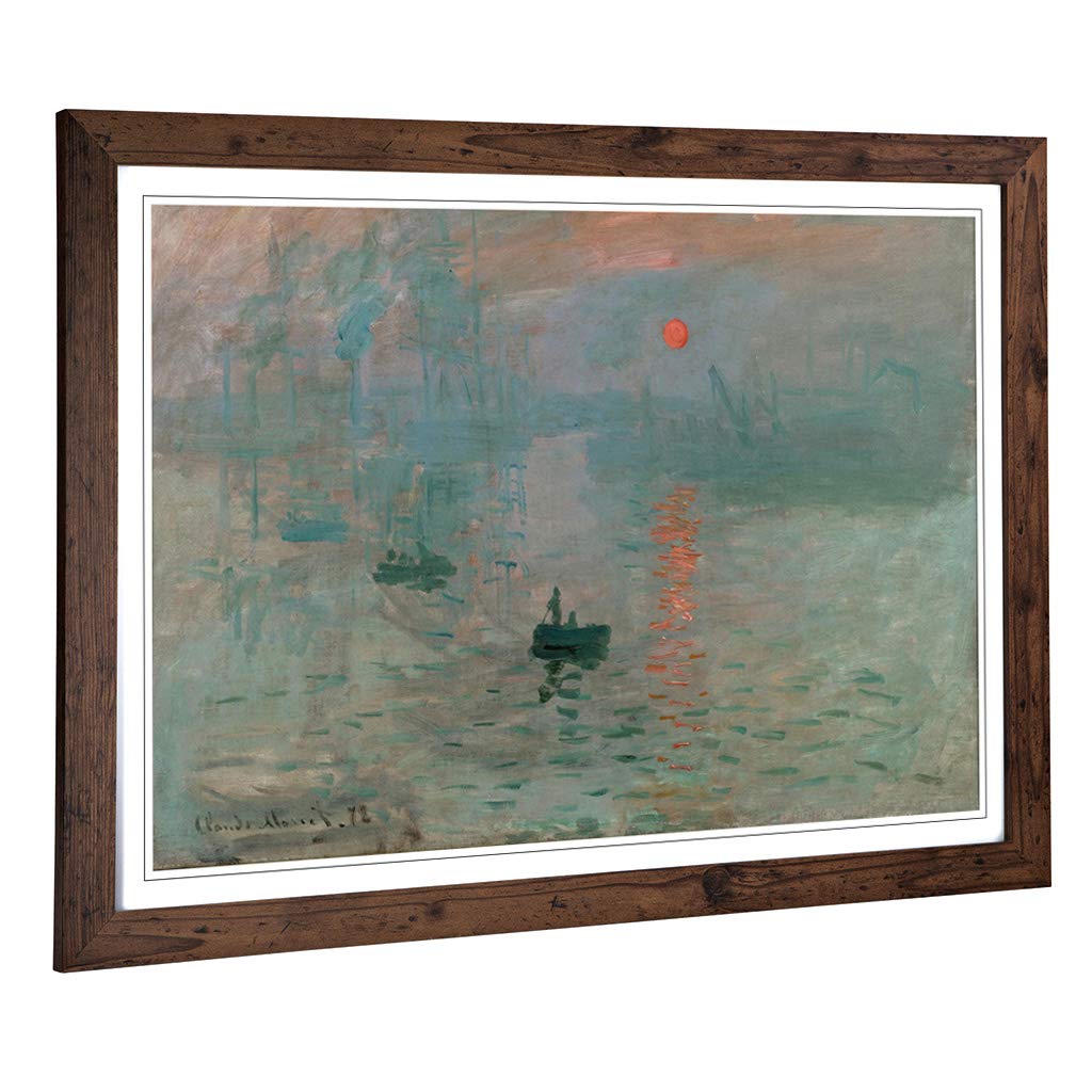 Big Box Art Framed Print of Claude Monet Sunrise Design | Wall Art Picture | Home Decor for Kitchen, Living, Dining Room, Lounge, Bedroom, Hallway, Office, Walnut, A2 / 24.5x18 Inch / 62x45cm