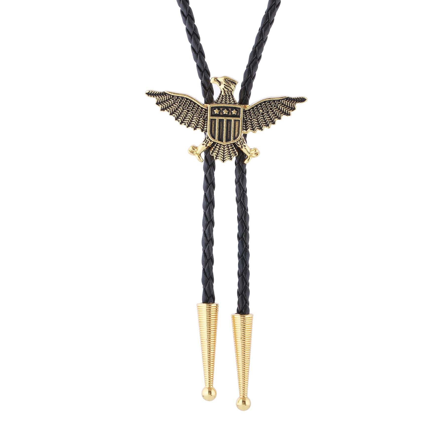 Btilasif Bolo Tie for Men, Vintage Eagle Western Cowboy Tie Leather Necklaces Neckties, Western Accessories for Women Men, Bronze