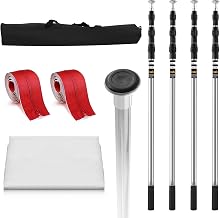 10FT Dust Barrier Poles 4 Pack Dust Barrier System with Carry Bag, 2 Heavy-Duty Zippers and 32.8x13.1 Ft Plastic Film for Interior Decoration, Remodeling and Isolation Work, White Transparent