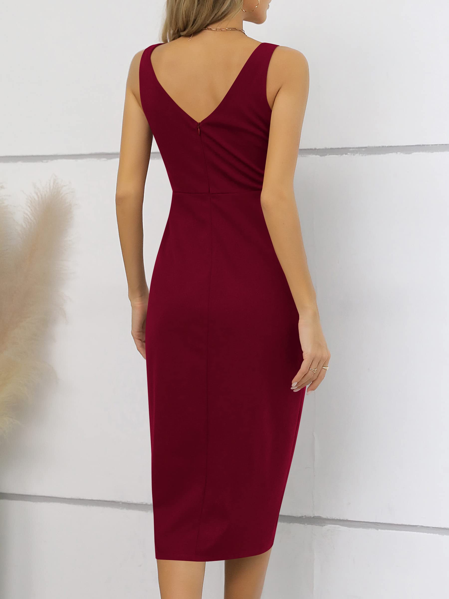 Missufe Robe de cocktail élégante pour femme, robe de soirée rockabilly moulante vintage