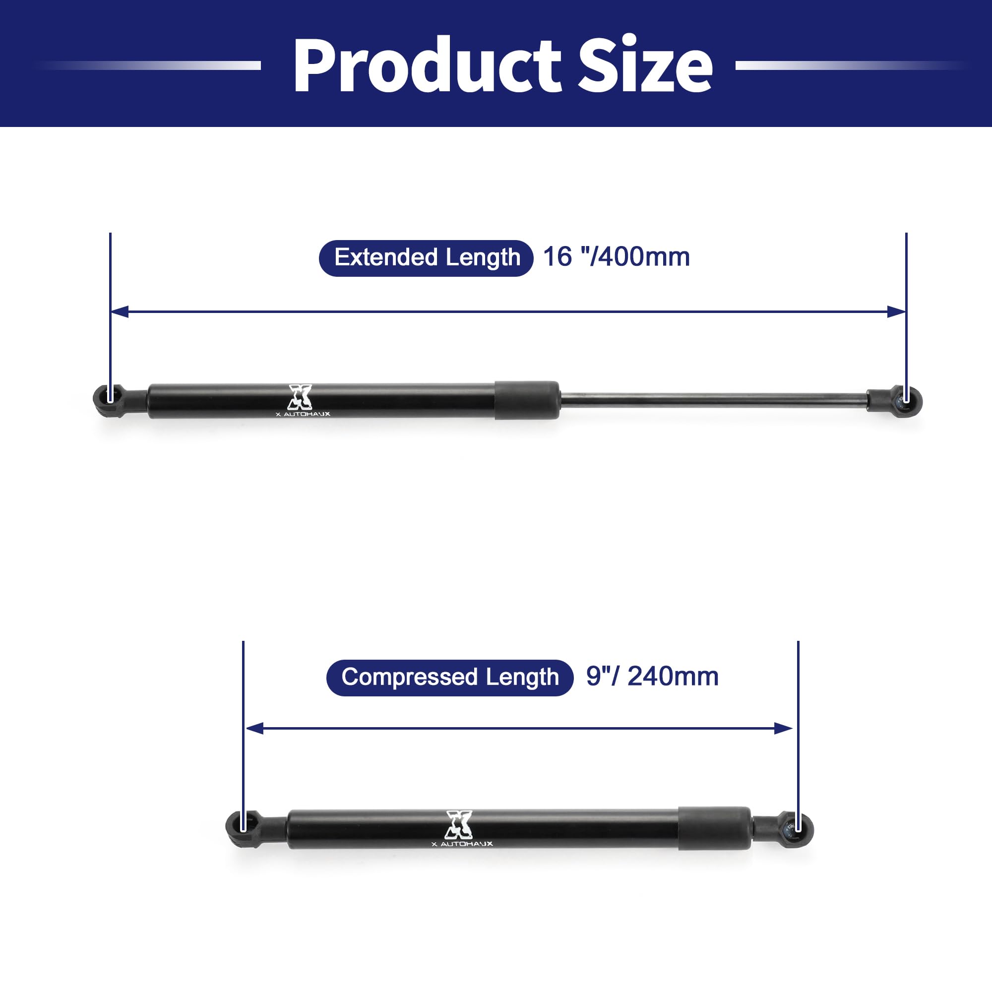 X AUTOHAUX 1 set van 40,6 cm (16 inch) 22 lbs/100 N, zilveren tinten