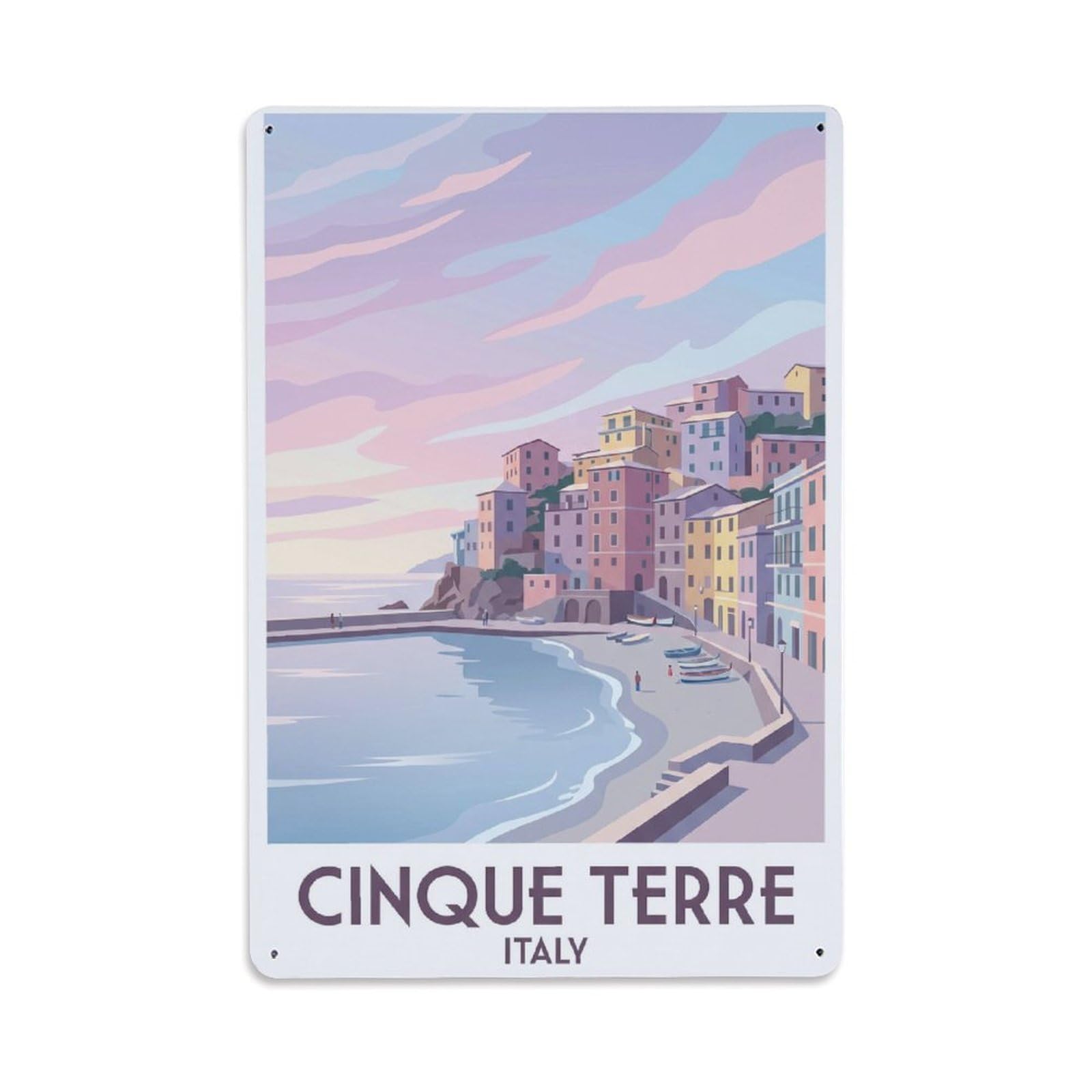Huiyhb 8X12inch(20X30cm) Vintage Travel Cinque Terre Italy Winter Metal Tin Sign
