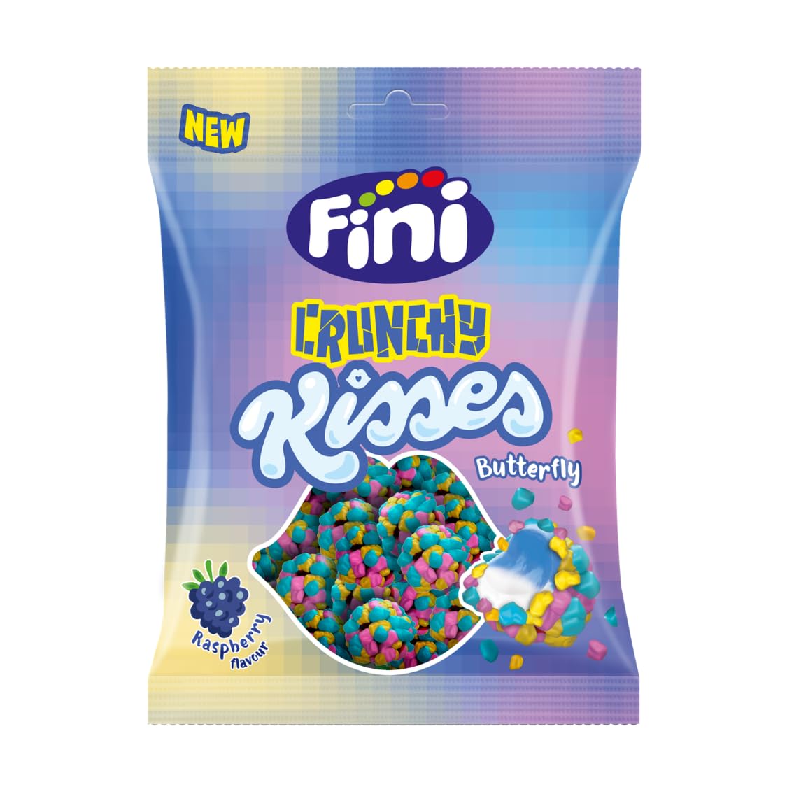 Fini Crunchy Kisses Butterfly 75g Chuches Crujientes Sabor Frambuesa