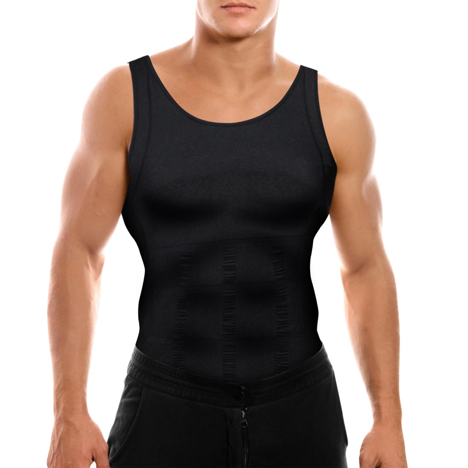 Mens Compression Shirt Slimming Body Shaper Vest Workout Tank Tops Abs Abdomen Undershirts