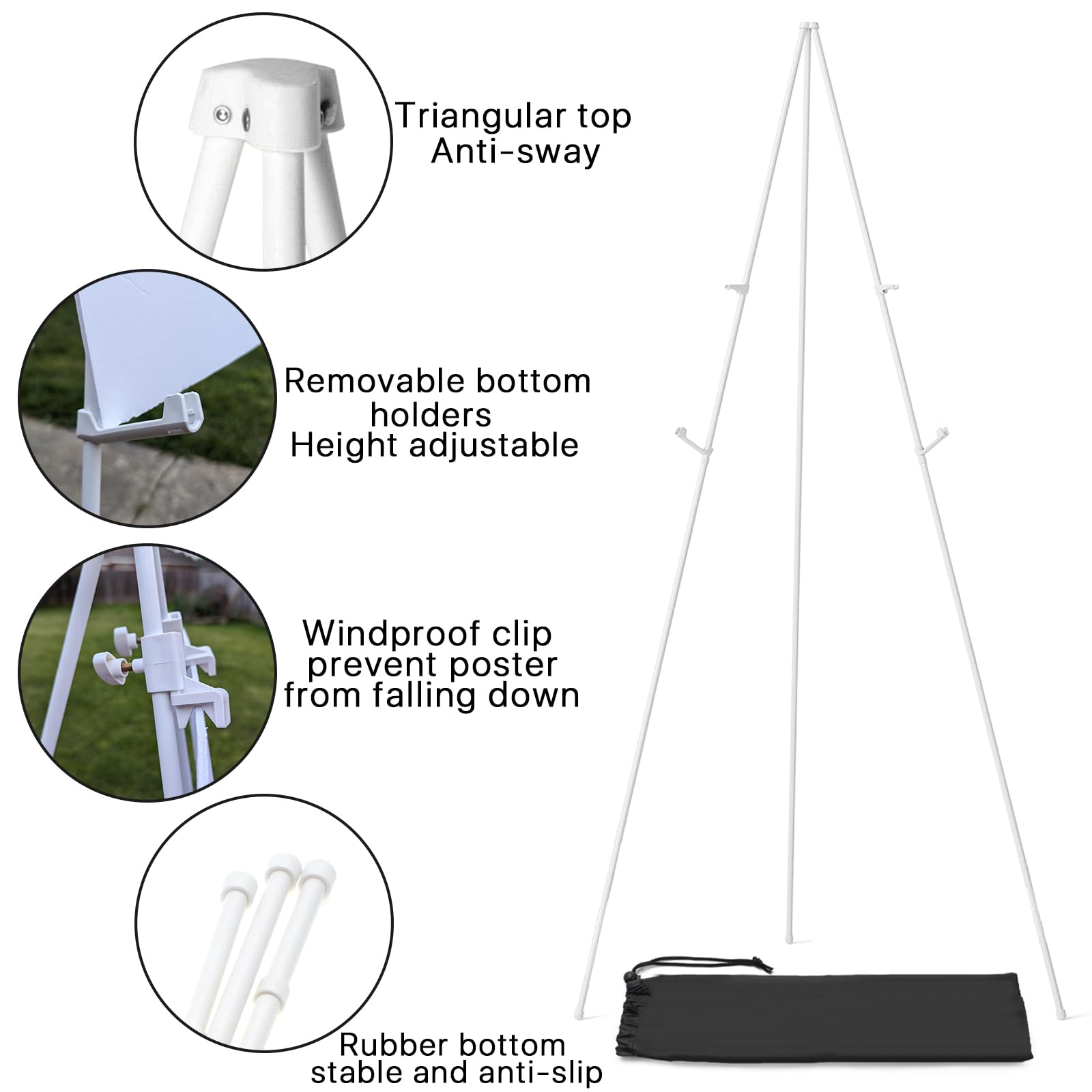 AyeVision Tripod Easel 5.5ft Collapsible Display Stand Catalogues Holder Displaying Tier for Exhibitions Galleries Wedding (White) - Image 3