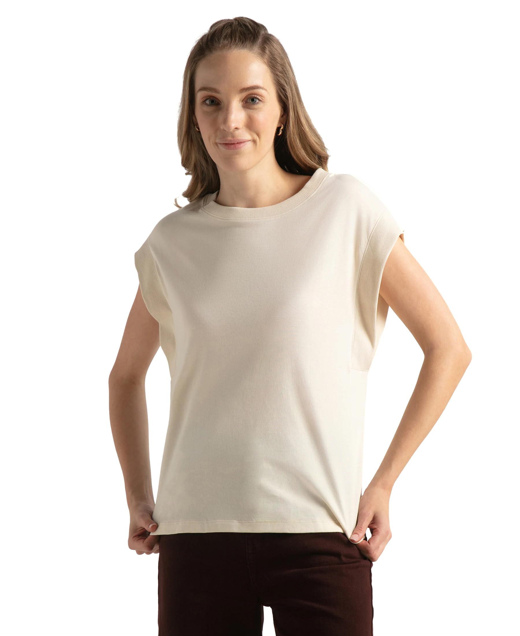 WZ01 Women's Super Combed Cotton Rich Hybrid Tank Top with Ribbed Sleeves-image-37