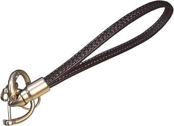 Hamdecro Microfiber Leather Wristlet Keychain, Wrist Lanyard Wristlet Keychain Universal Key Holder for Men and Women, Dark Brown