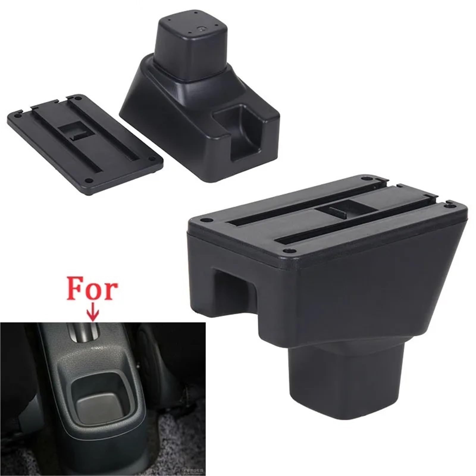 Bandeja de Silicona para Consola Compatible con Suzuki SX4, reposabrazos, piezas interiores, caja de reposabrazos para coche, piezas de modernización, caja de almacenamiento(C1 Black red NO USB)