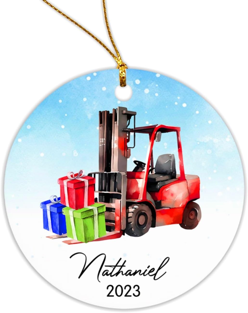 Forklift Christmas Ornament, Personalized Name Forklift