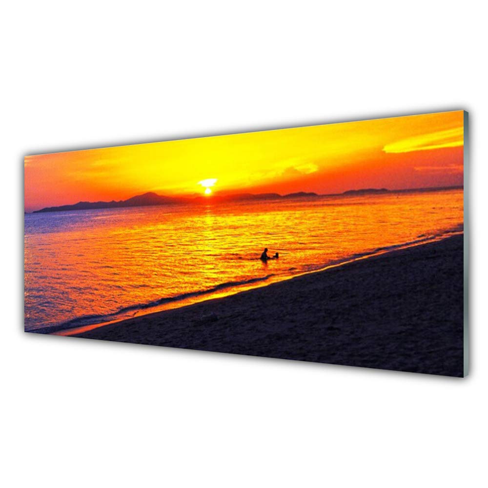 Plastique imprimés tableau mural moderne Tulup 125x50cm avec paysage de mer et plage ensoleillée