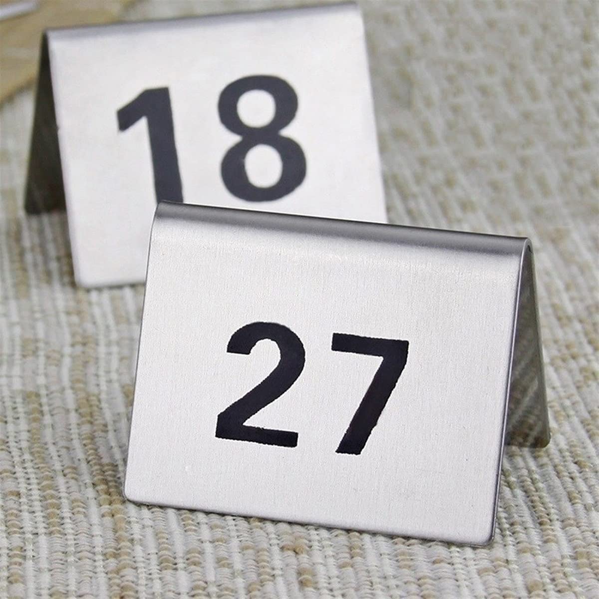 Zestaw numerów stołów, Numerki stołów ze stali nierdzewnej, opakowanie 1-50 szt., 5 x 4 cm (1,6 x 1,9 cala)