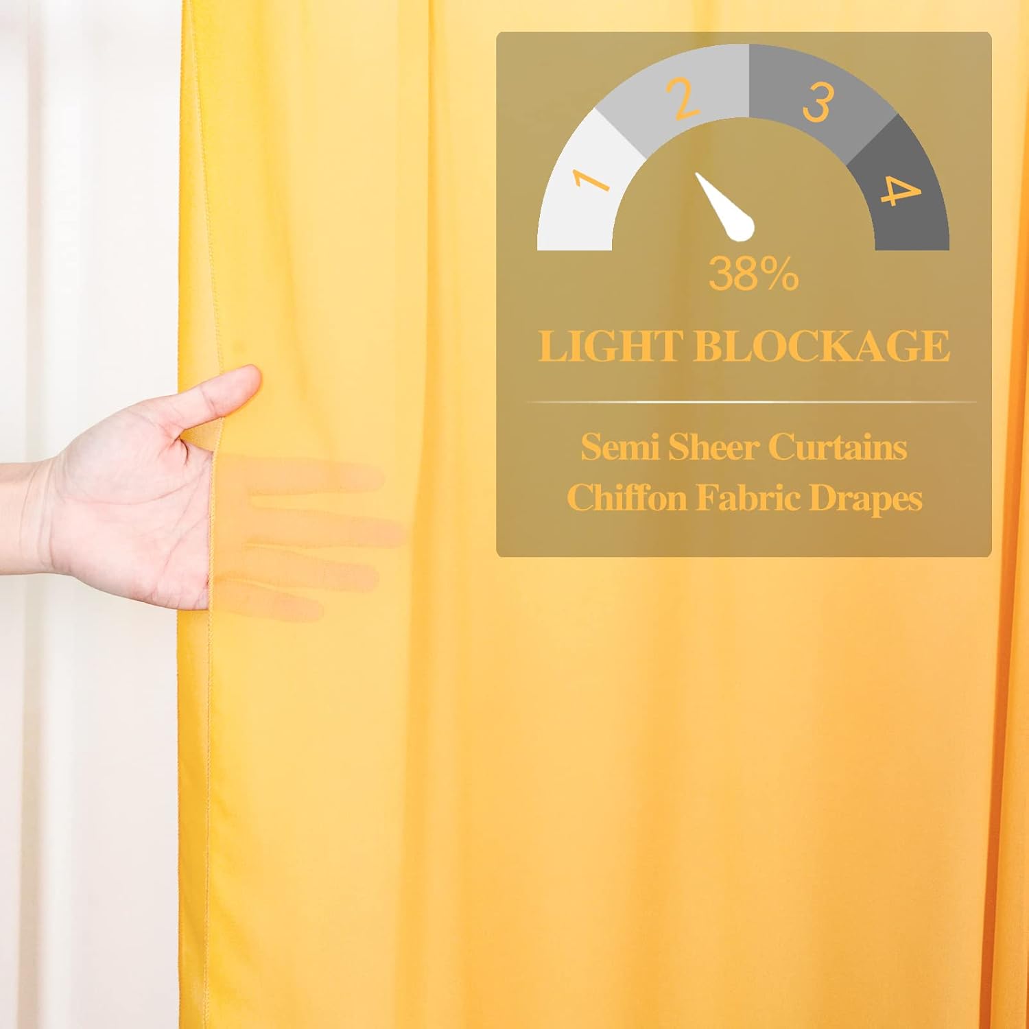 DUOBAO Chiffon Backdrop Curtain Gold Polyester Fabric Drapes for Wedding Ceremony Sheer Voile Curtains 2 Panels 29'' x 84'' Photography Background Drape Party Stage Backdrops (29''x84''x2pcs)