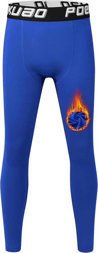 Boys Thermal Compression Pants Youth Fleece Lined Sports Base Layer Leggings Kids Athletic Tights Cold Weather Gear