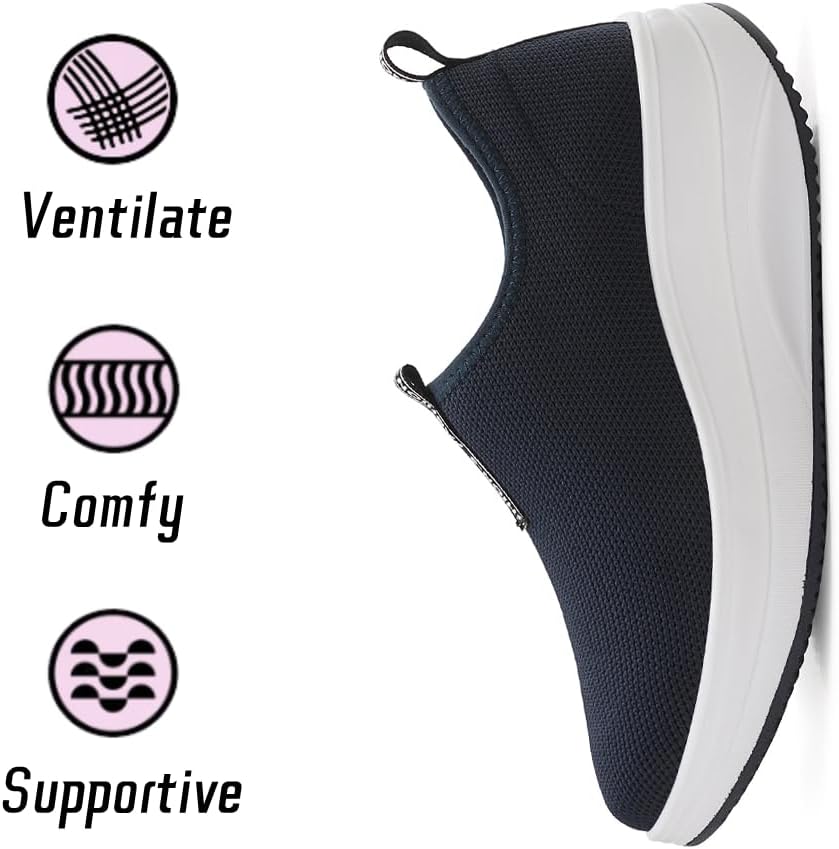 Oude Platform Loafers for Women Comfortable | Womens Slip On Sneakers Lightweight | Women's Walking Shoes Work Long Hours | Thick Rocking Bottom - Image 4