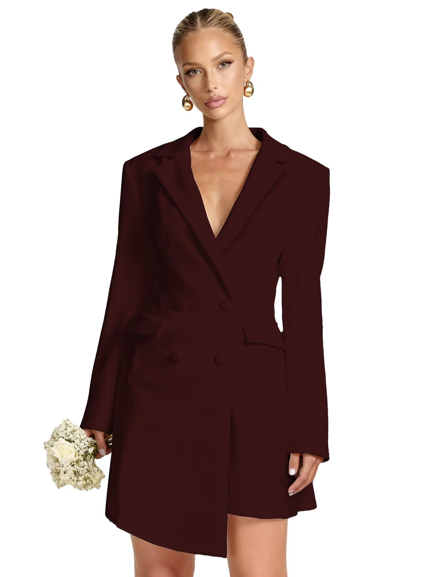 Satin Bridesmaid Blazer with Button 2026 Asymmetric Notch LAPE Suit Cocktail Party Dress NT23