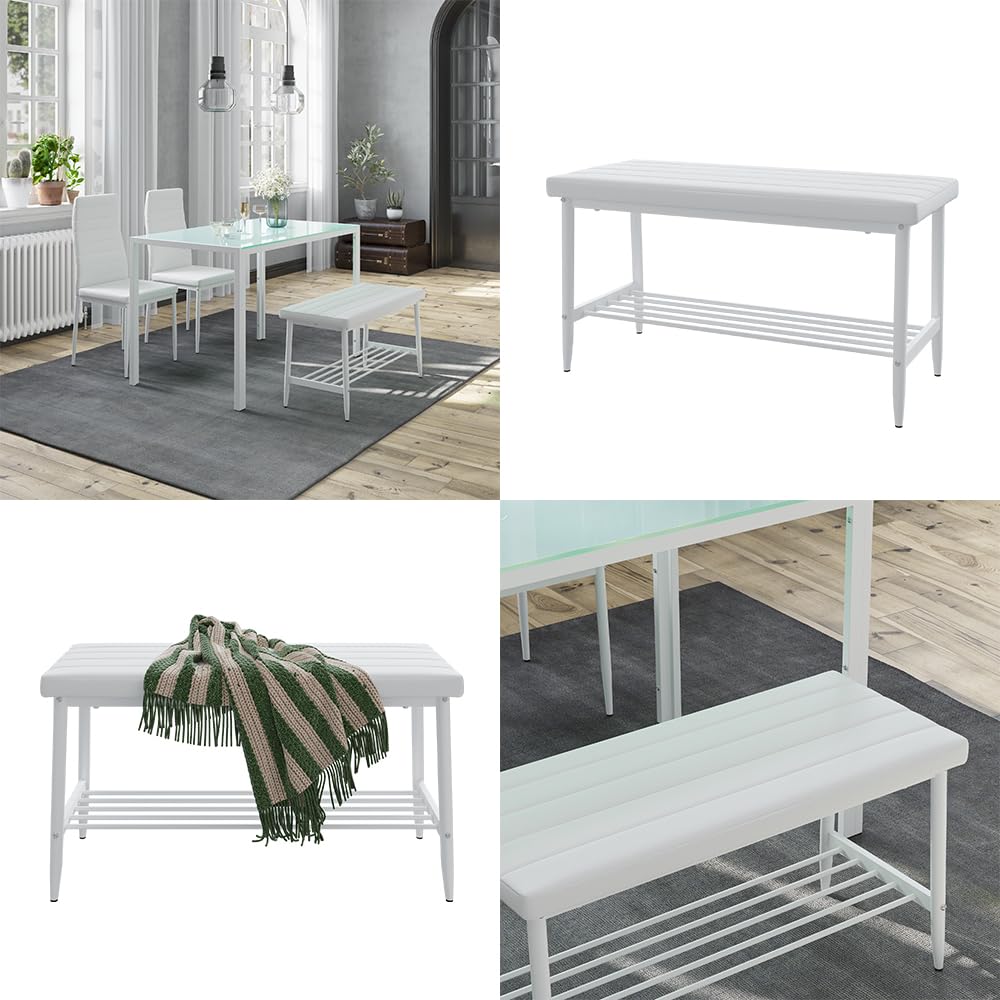 Vicco Banquette Grand, Blanc, 85x35cm, pour Une Utilisation comme Ensemble de Salle à Manger dans la Cuisine ou la Salle à Manger