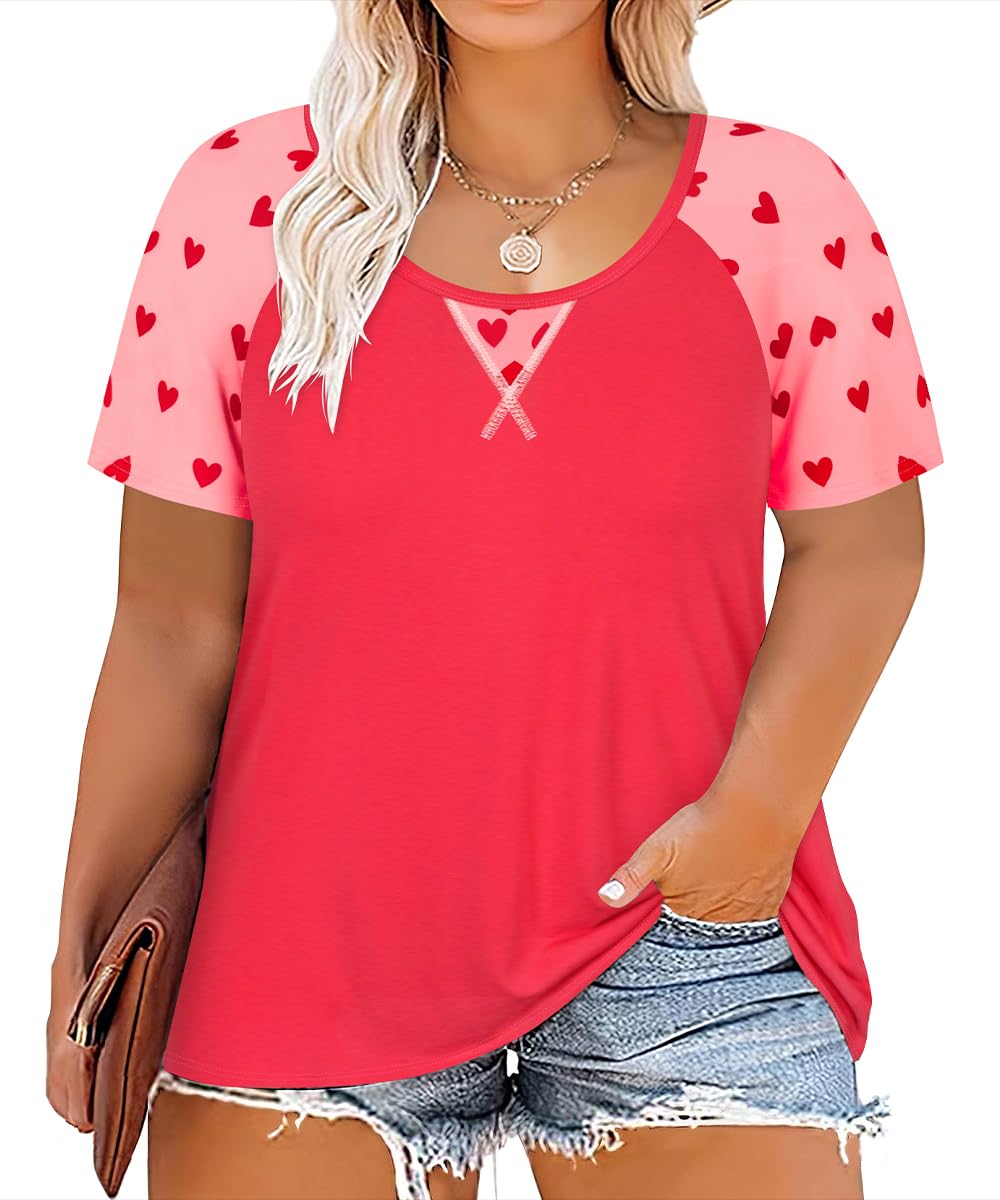 CARCOS Plus Size Tops for Women Short Sleeve Shirt Summer Star/Leopard/Tie Dye/Flower Crewneck Pullover Tunic XL-5XL