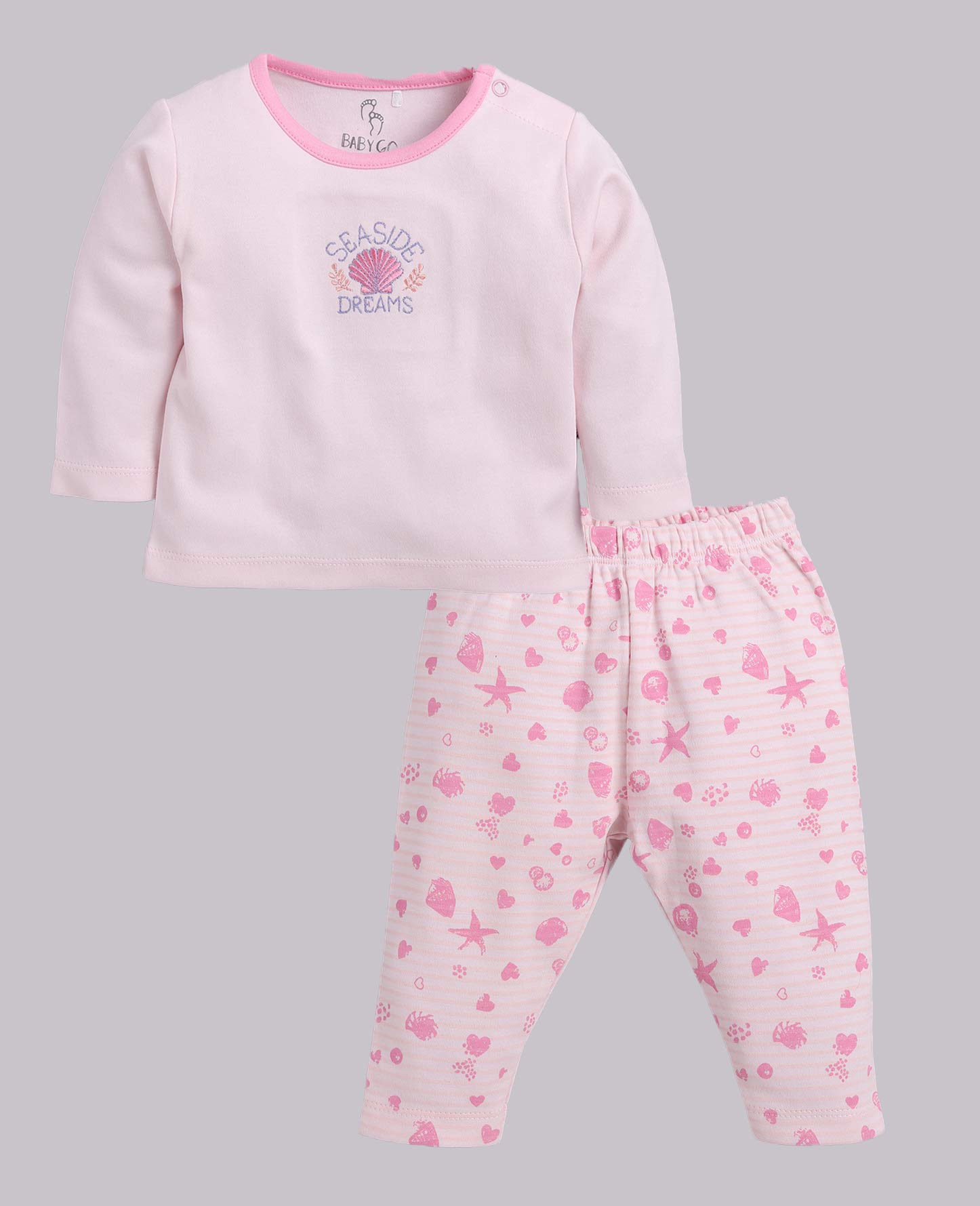 BABY GO Baby-Kleidungs-Set mit langen Ärmeln für Baby-Mädchen, Baumwollkleid/T-Shirt-Hose für Baby-Mädchen