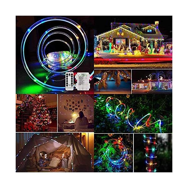 LED-Lichterkette, batteriebetrieben, 120 LEDs, 8 Modi, wasserdicht, dimmbar, Timer, mit Fernbedienung, für Garten… – Bild 5