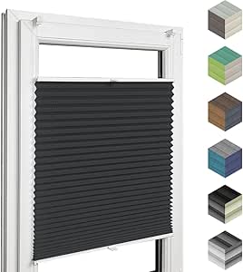 Home-Vision® Premium Plissee Faltrollo ohne Bohren mit Klemmfix (Schwarz, B90cm x H150cm) Modern Klemmträger, Verdunklung, Blickdicht Sonnenschutz Jalousie für Fenster &amp; Tür