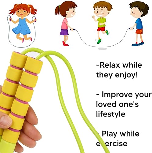 Miniatura 4 de Cuerda de saltar suave ajustable con asas de espuma agradables a la piel para niños, niños, estudiantes y adultos, cuerda de saltar de fitness para