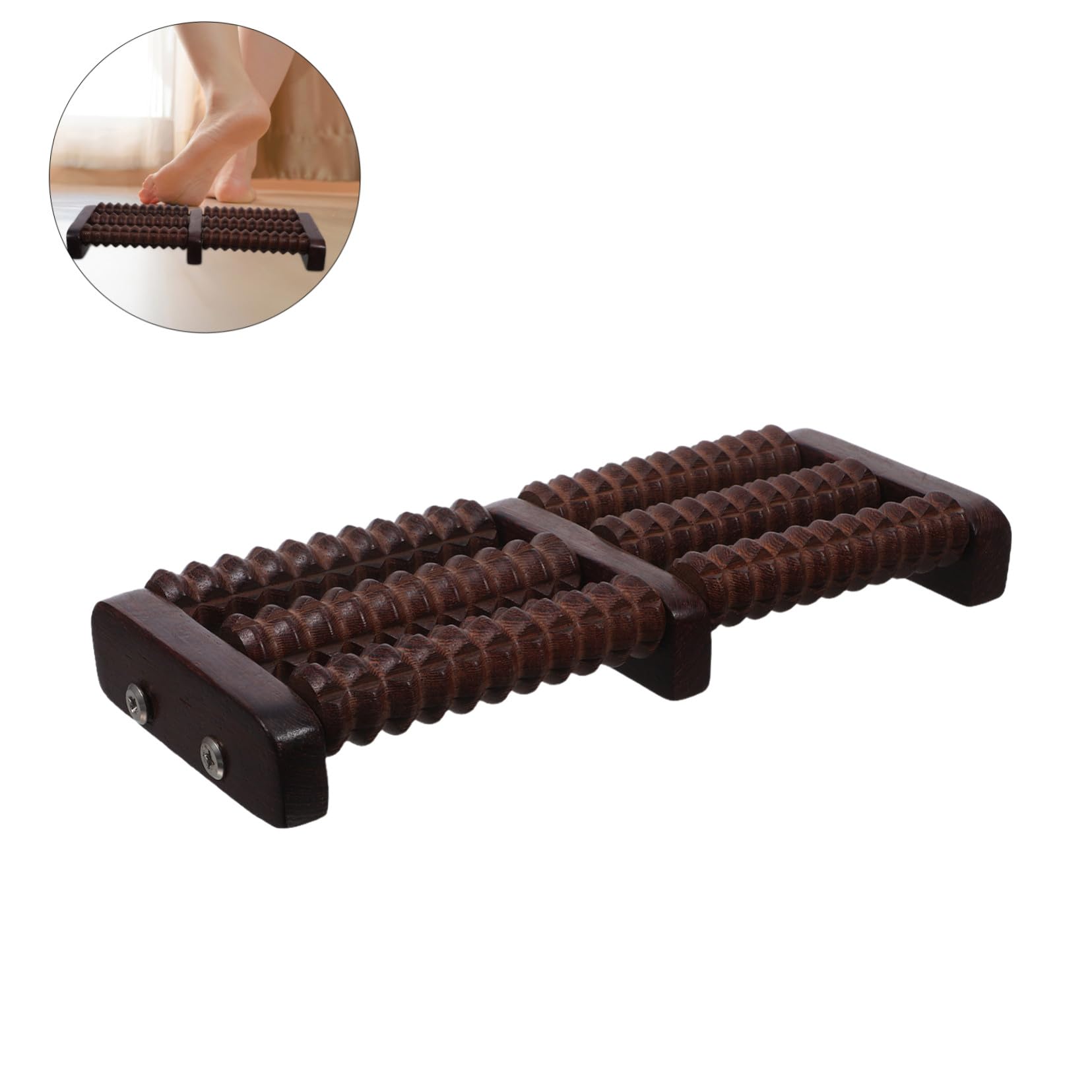 Massaggiatore per Piedi in Legno Ruote Curve Rullo per Massaggio Plantare e Talloni Portatile per Sollievo da Tensione Muscolare Riflessologia