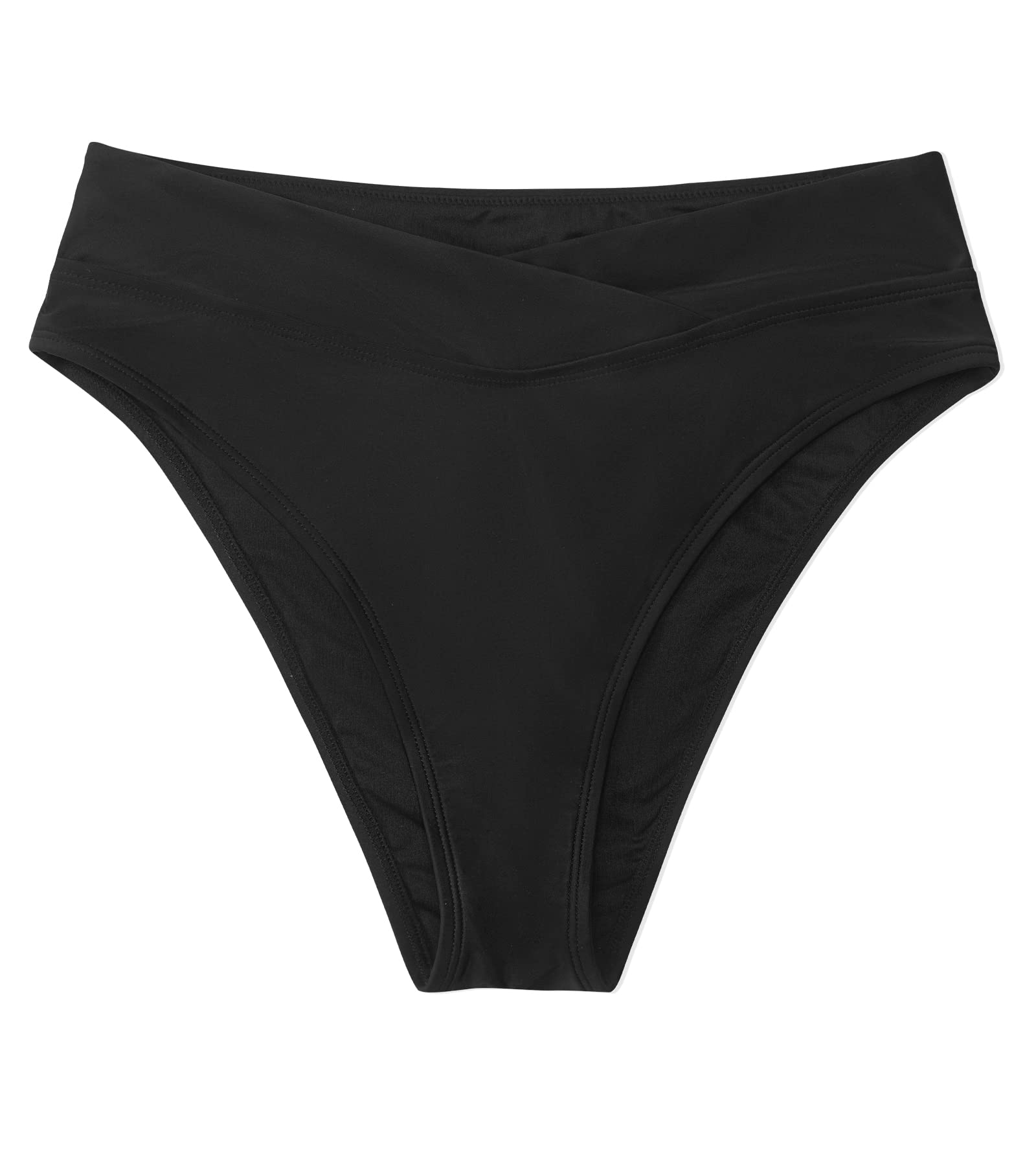 CUPSHE Donna Bikini costume da bagno nero a vita alta taglio alto sfacciato fondo bikini