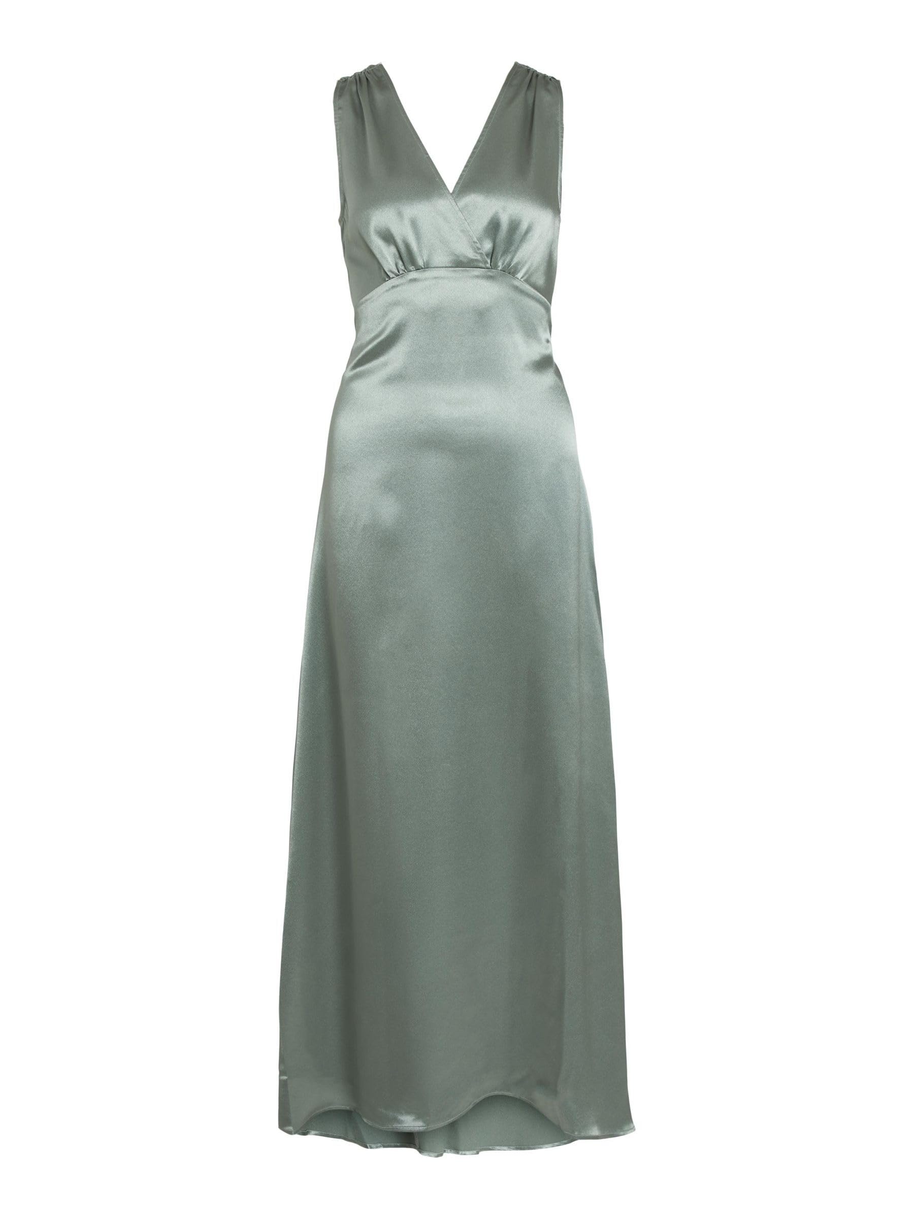 Vila Visittas Women's V-Neck S/L Maxi Dress-Noos Wrap Dress, Green Milieu, 14