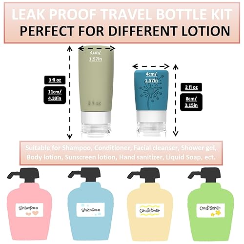 Miniatura 2 de Novovida Botellas de viaje para artículos de tocador, paquete de 417 recipientes de tamaño de viaje aprobados por la TSA, accesorios de viaje